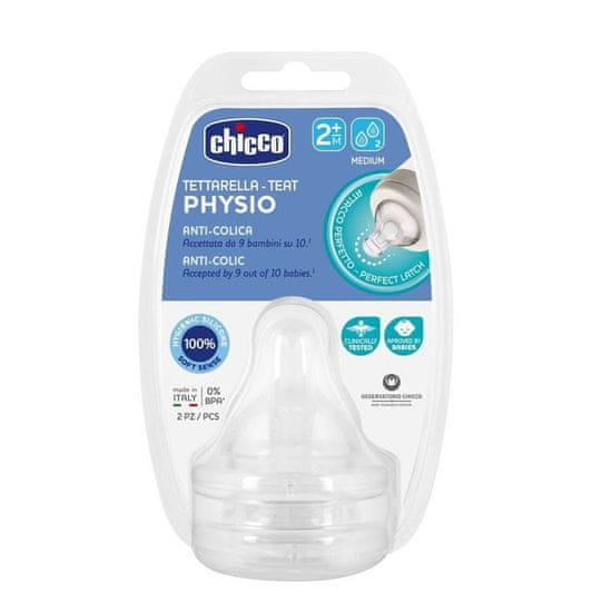 Chicco Cumlík na fľašu Perfect 5/Well-Being fyziologický stredný prietok 2m+ 2 ks