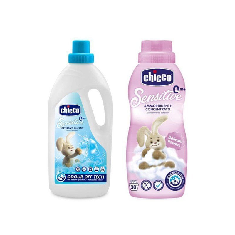 Chicco Prostriedok prací detský Sensitive 1,5 l + Aviváž konc. Kvetinové objatie 750 ml