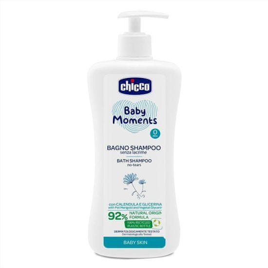 Chicco Šampón na vlasy a telo s dávkovačom Baby Moments 92 % prírodných zložiek 750 ml