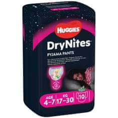 Huggies DryNites Nohavičky plienkové jednorazové pre dievča 4-7 rokov (17-30 kg) 10 ks