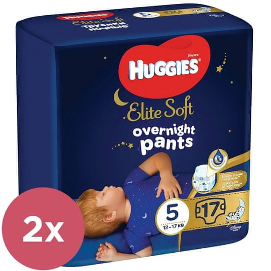 Huggies 2x Elite Soft Pants OVN Nohavičky plienkové jednorazové 5 (12-17 kg) 17 ks