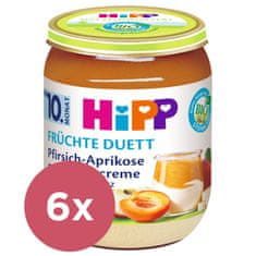 HiPP 6x BIO Ovocný duet Broskyňa -Marhuľa s tvarohovým krémom 160g, od 10. mesiaca