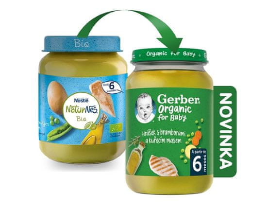 Gerber Organic detský príkrm hrášok so zemiakmi a kuracím mäsom 190 g