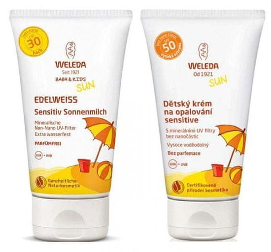 Weleda Detské mlieko SPF30 a krém SPF50 na opaľovanie 150/50 ml