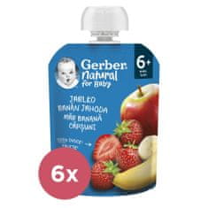 Gerber 6x Natural kapsička jablko, banán a jahoda 90 g