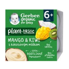 Gerber Organic 100% Dezert rastlinný mango a kiwi s kokosovým mliekom (4x 90 g)