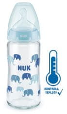 Nuk FC+ Fľaša sklenená s kontrolou teploty 240 ml - modrá