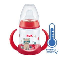 Nuk Fľaša dojčenská na učenie s kontrolou teploty 150 ml červená