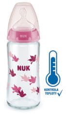 Nuk FC+ Fľaša sklenená s kontrolou teploty 240 ml - ružová
