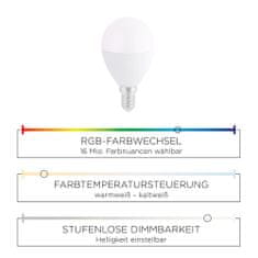 PAUL NEUHAUS LEUCHTEN DIREKT aj s JUST LIGHT LED žiarovka RGB plus W Smart Home E14 MEDION RGB plus 2700-5000K