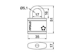 Zámok visiaci APOLLO 35 3kl. MO