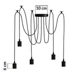 LUMILED Závesné stropné svietidlo ARANE Pavúk 5 ramien pre LED 5xE27