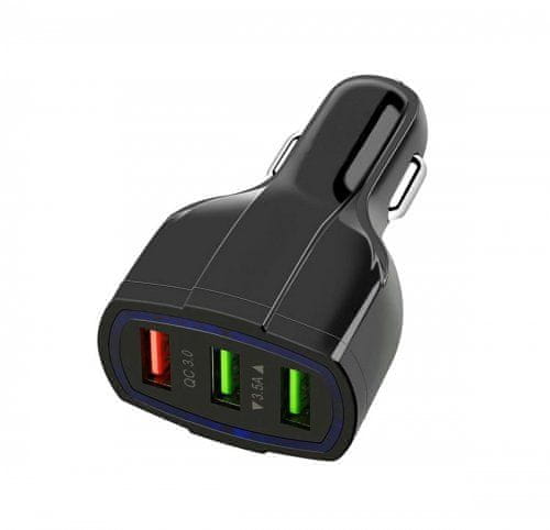 APT  PLS34F Nabíjačka do auta Quick Charge 3.0 3xUSB čierna