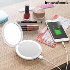 InnovaGoods Vreckové zrkadlo s LED a Power Bank 3 v 1 3000 mAh