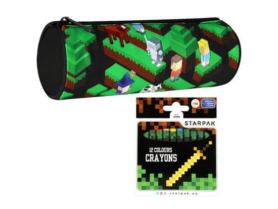 STARPAK Pixel Game Peračník Tube pre chlapca, školský peračník + voskovky ZDARMA