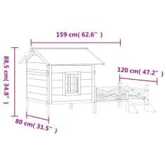 Petromila vidaXL Koterec pre psa sivý 159x120x88,5cm borovicový masív