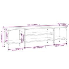 Vidaxl TV skrinka dymový dub 161x35x45 cm kompozitné drevo a železo
