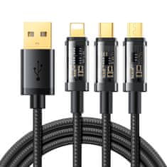 shumee Kábel 3v1 USB - USB-C / Lightning / micro USB 3,5 A 1,2 m čierny