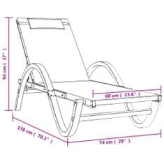 Vidaxl Lehátko na opaľovanie s vankúšom sivé textilén a masívny topoľ