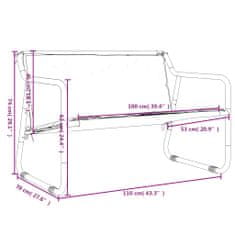 Vidaxl 2-miestna záhradná lavička s vankúšom antracitová oceľ