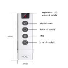 Moes 9-kanálový diaľkový ovládač RF433MHz pre ovládač roliet ZRM-108-MS WRM-108-MS