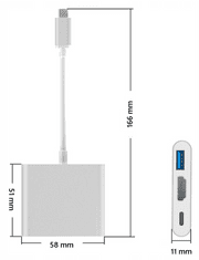 CO2 Adaptér, 3 V 1, Usb Typ C, Na Hdmi, Vesmírne Sivý, Co2