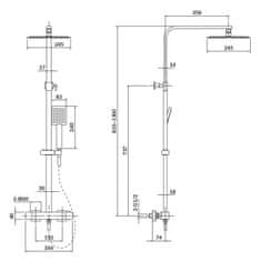 CERSANIT Sprchový stĺp s termostatickou batériou city, hranatý, chróm (S951-341)