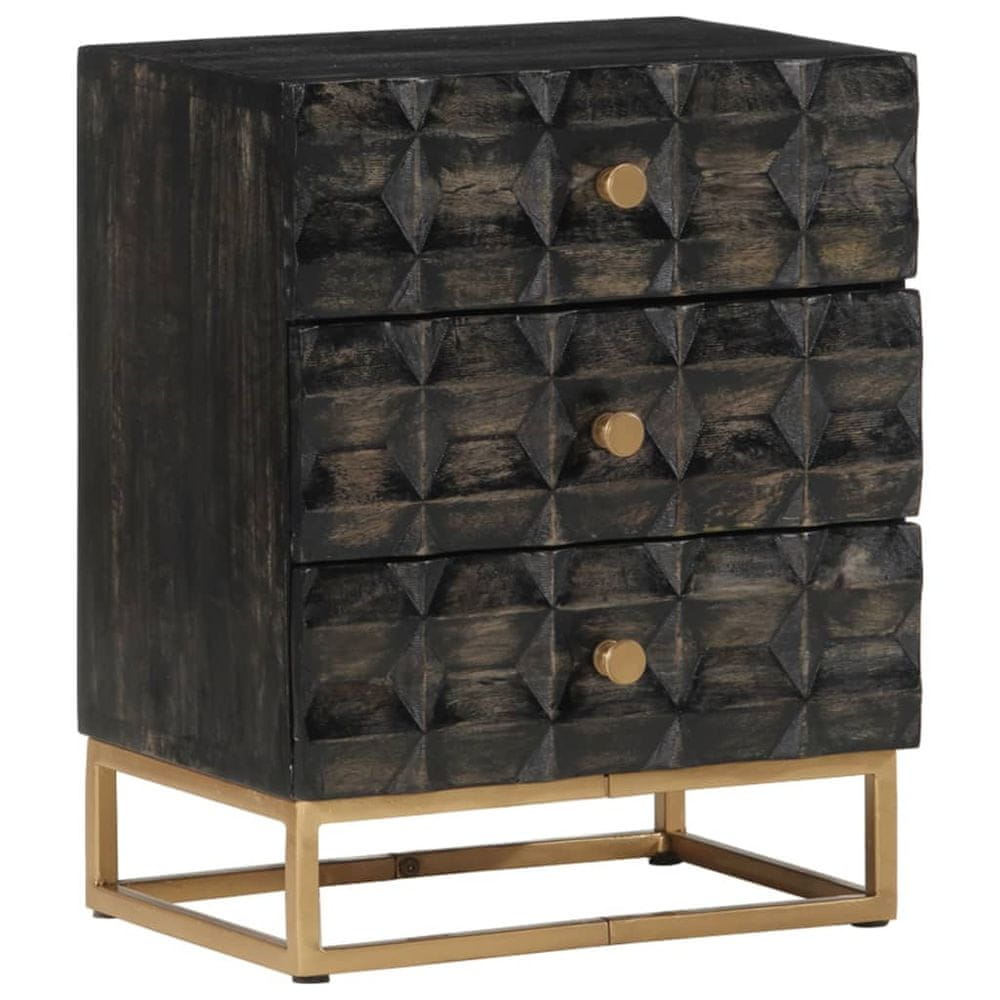 Petromila vidaXL Nočný stolík čierny 40x29x50 cm masívne mangovníkové drevo