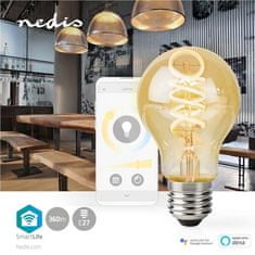 Nedis Múdra žiarovka SmartLife klasik, Wi-Fi, E27, 360 lm, 4.9 W, Teplá - studená bílá