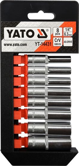 YATO Sada nástavcov 1/4" šetihranné 8ks 5,5-13 mm