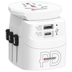 Skross Cestovný adaptér PRO Light USB AC30PD World, 7A max., USB A+C, PD 30W, UK+USA+Austrálie/ Čína