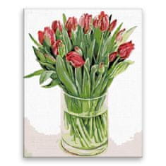 Malujsi Maľovanie podľa čísel - Tulipány vo váze 04 - 40x50 cm, plátno vypnuté na rám