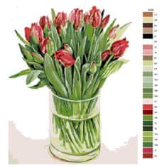 Malujsi Maľovanie podľa čísel - Tulipány vo váze 04 - 40x50 cm, plátno vypnuté na rám