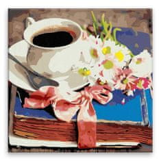 Malujsi Maľovanie podľa čísel - Kniha a káva - 40x40 cm, bez dreveného rámu