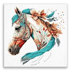 Malujsi Maľovanie podľa čísel - Kôň s kvetmi - 40x40 cm, bez dreveného rámu