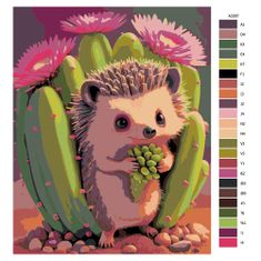 Malujsi Maľovanie podľa čísel - Ježko a kaktus - 80x100 cm, plátno vypnuté na rám