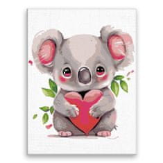Malujsi Maľovanie podľa čísel - Koala so srdiečkom - 60x80 cm, bez dreveného rámu