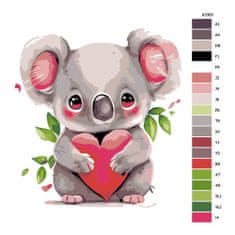 Malujsi Maľovanie podľa čísel - Koala so srdiečkom - 60x80 cm, bez dreveného rámu