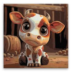 Malujsi Maľovanie podľa čísel - Strakatá kravička - 40x40 cm, bez dreveného rámu