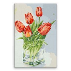 Malujsi Maľovanie podľa čísel - Tulipány vo váze 03 - 40x60 cm, bez dreveného rámu