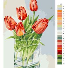 Malujsi Maľovanie podľa čísel - Tulipány vo váze 03 - 40x60 cm, bez dreveného rámu