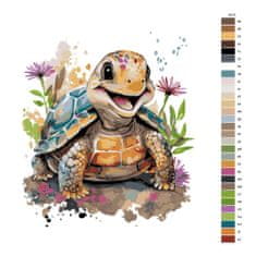 Malujsi Maľovanie podľa čísel - Šťastná korytnačka - 40x40 cm, bez dreveného rámu