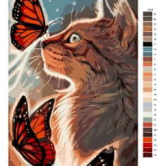 Malujsi Maľovanie podľa čísel - Mačka a motýľ - 80x120 cm, bez dreveného rámu