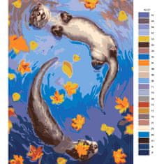 Malujsi Maľovanie podľa čísel - Vydry v jesenné rieke - 80x120 cm, bez dreveného rámu