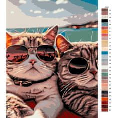Malujsi Maľovanie podľa čísel - Mačky na dovolenke - 80x120 cm, bez dreveného rámu