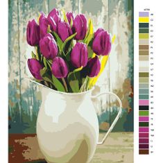 Malujsi Maľovanie podľa čísel - Kytica tulipánov - 80x120 cm, bez dreveného rámu