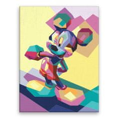 Malujsi Maľovanie podľa čísel - Mickey Mouse vo farbách - 30x40 cm, bez dreveného rámu