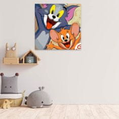 Malujsi Maľovanie podľa čísel - Tom a Jerry - 40x40 cm, bez dreveného rámu