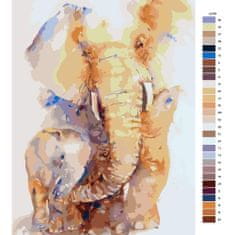 Malujsi Maľovanie podľa čísel - Slon a sloník - 80x120 cm, bez dreveného rámu