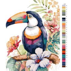 Malujsi Maľovanie podľa čísel - Tukan na vetvičke - 80x120 cm, bez dreveného rámu